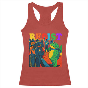 Rainbow Street Protest Frog Racerback Tank Top Resist LGBTQ+ Solidarity TS02 Red Print Your Wear