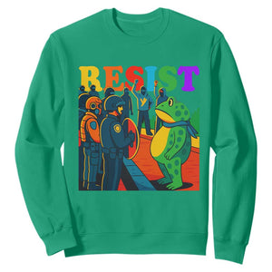 Rainbow Street Protest Frog Sweatshirt Resist LGBTQ+ Solidarity TS02 Irish Green Print Your Wear
