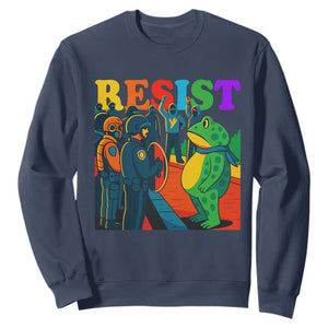 Rainbow Street Protest Frog Sweatshirt Resist LGBTQ+ Solidarity TS02 Navy Print Your Wear