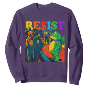 Rainbow Street Protest Frog Sweatshirt Resist LGBTQ+ Solidarity TS02 Purple Print Your Wear