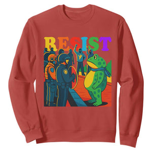 Rainbow Street Protest Frog Sweatshirt Resist LGBTQ+ Solidarity TS02 Red Print Your Wear