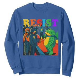 Rainbow Street Protest Frog Sweatshirt Resist LGBTQ+ Solidarity TS02 Royal Blue Print Your Wear