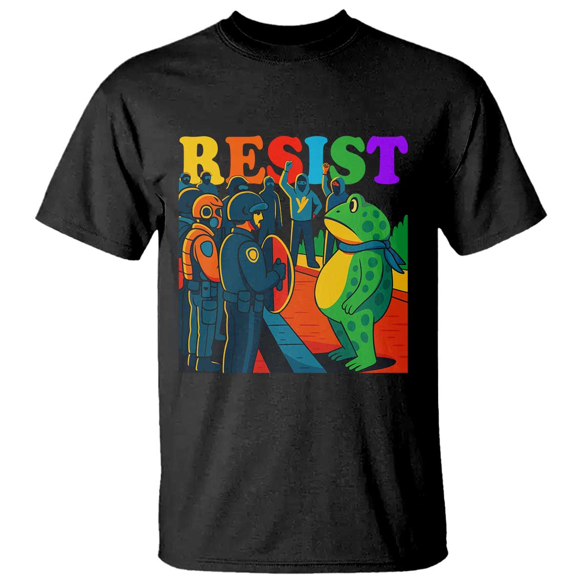 Rainbow Street Protest Frog T Shirt Resist LGBTQ+ Solidarity TS02 Black Print Your Wear