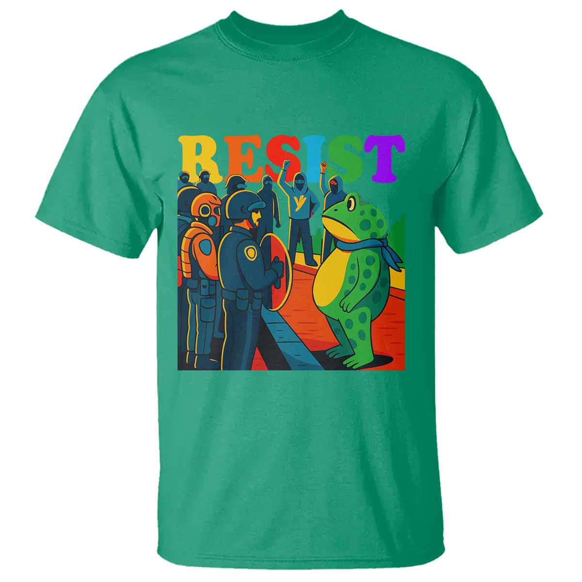 Rainbow Street Protest Frog T Shirt Resist LGBTQ+ Solidarity TS02 Irish Green Print Your Wear