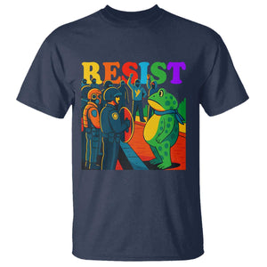 Rainbow Street Protest Frog T Shirt Resist LGBTQ+ Solidarity TS02 Navy Print Your Wear