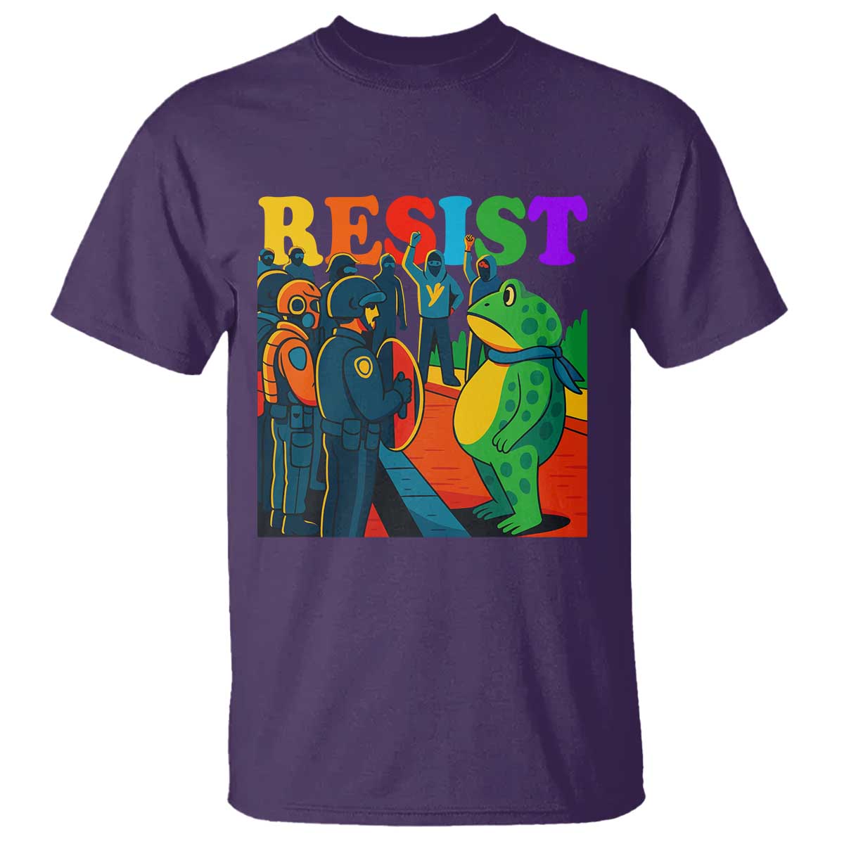 Rainbow Street Protest Frog T Shirt Resist LGBTQ+ Solidarity TS02 Purple Print Your Wear