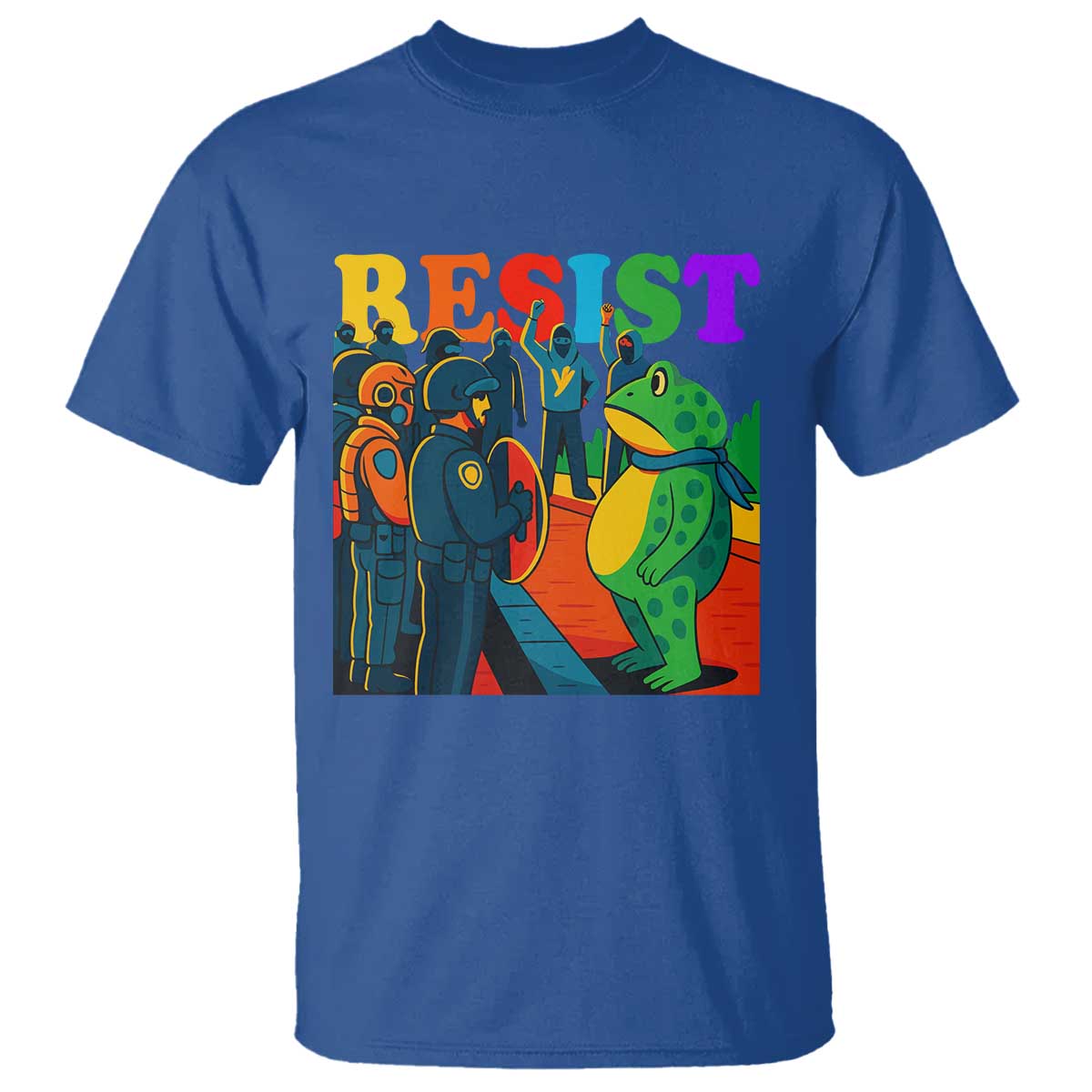 Rainbow Street Protest Frog T Shirt Resist LGBTQ+ Solidarity TS02 Royal Blue Print Your Wear
