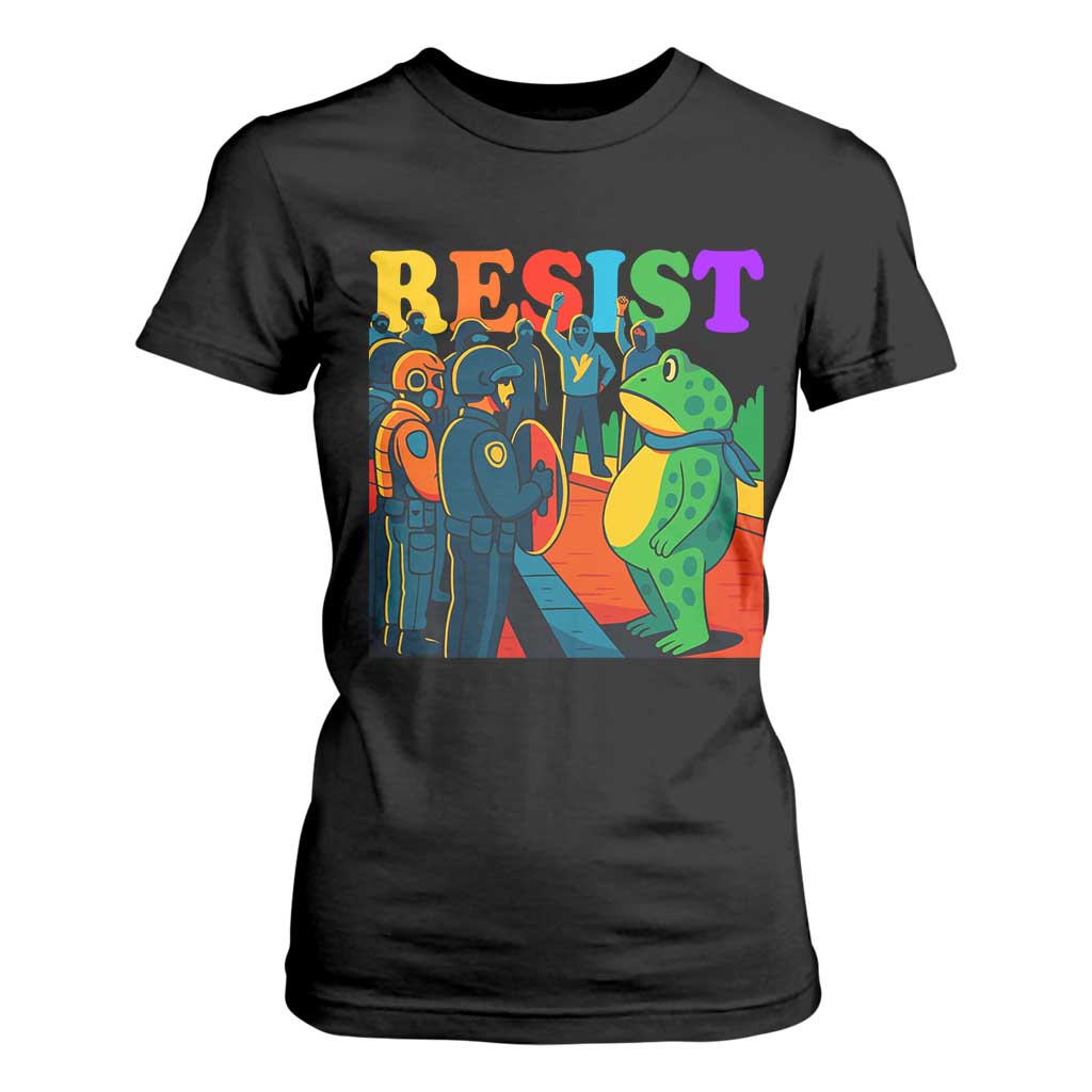 Rainbow Street Protest Frog T Shirt For Women Resist LGBTQ+ Solidarity TS02 Black Print Your Wear