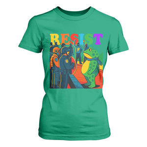 Rainbow Street Protest Frog T Shirt For Women Resist LGBTQ+ Solidarity TS02 Irish Green Print Your Wear