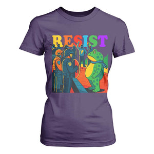 Rainbow Street Protest Frog T Shirt For Women Resist LGBTQ+ Solidarity TS02 Purple Print Your Wear