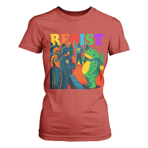 Rainbow Street Protest Frog T Shirt For Women Resist LGBTQ+ Solidarity TS02 Red Print Your Wear