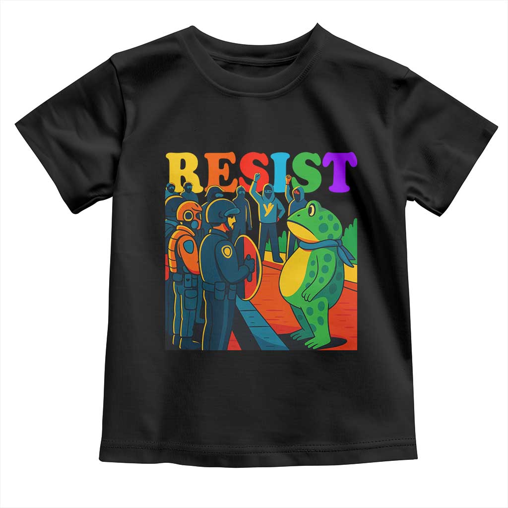Rainbow Street Protest Frog Toddler T Shirt Resist LGBTQ+ Solidarity TS02 Black Print Your Wear