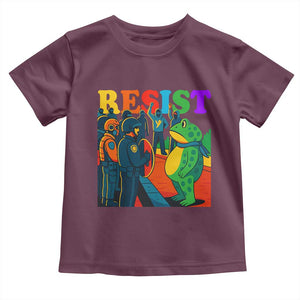 Rainbow Street Protest Frog Toddler T Shirt Resist LGBTQ+ Solidarity TS02 Maroon Print Your Wear