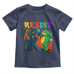 Rainbow Street Protest Frog Toddler T Shirt Resist LGBTQ+ Solidarity TS02 Navy Print Your Wear