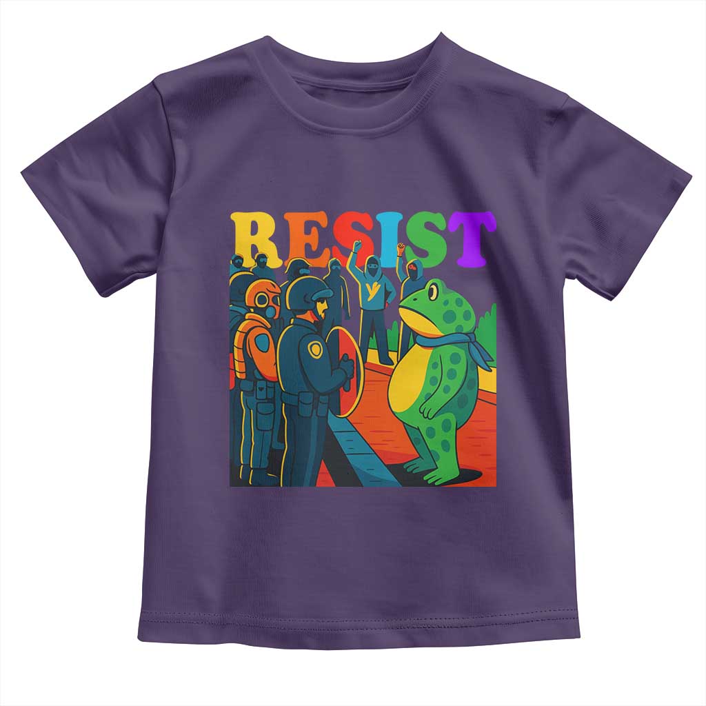 Rainbow Street Protest Frog Toddler T Shirt Resist LGBTQ+ Solidarity TS02 Purple Print Your Wear