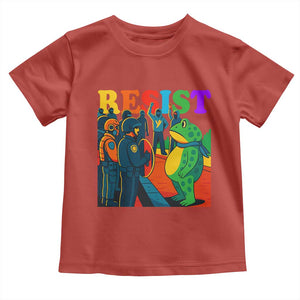 Rainbow Street Protest Frog Toddler T Shirt Resist LGBTQ+ Solidarity TS02 Red Print Your Wear