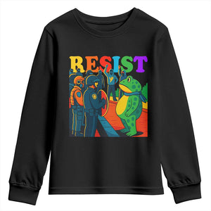 Rainbow Street Protest Frog Youth Sweatshirt Resist LGBTQ+ Solidarity TS02 Black Print Your Wear