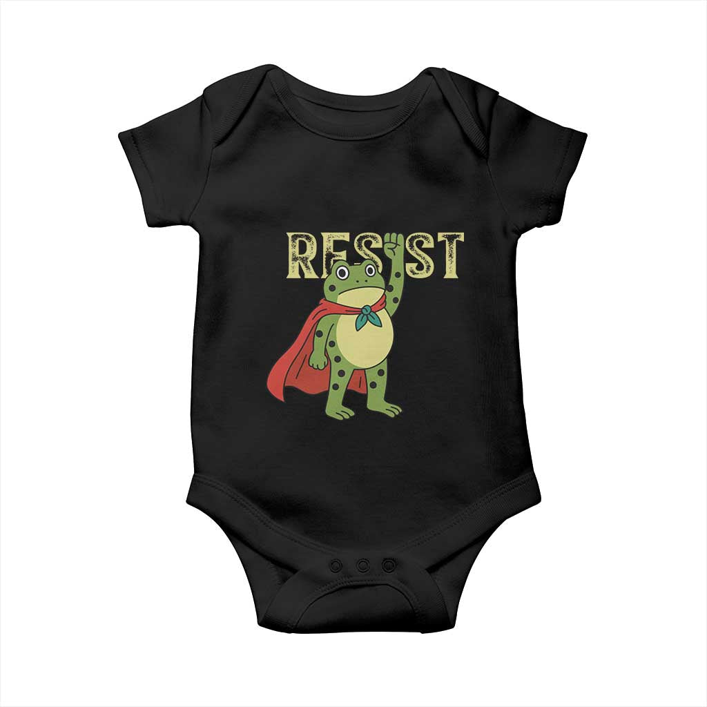 Resist Super Frog Baby Onesie Free Portland Political Satire Retro Graphic TS02 Black Print Your Wear