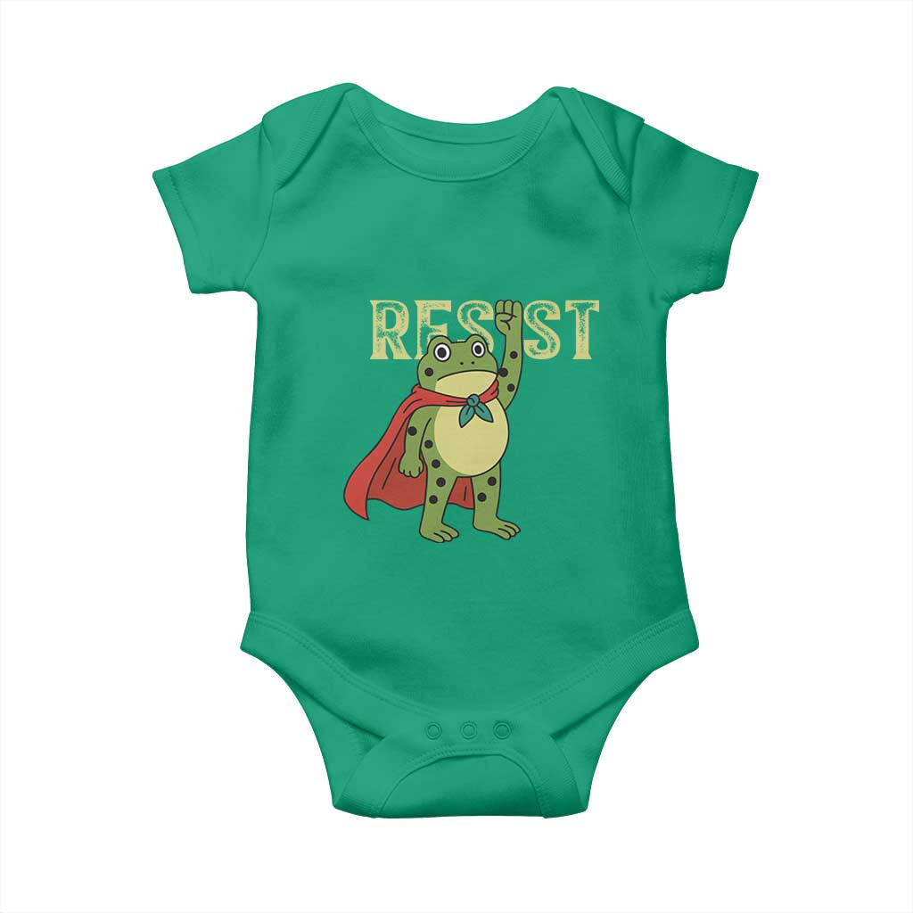 Resist Super Frog Baby Onesie Free Portland Political Satire Retro Graphic TS02 Irish Green Print Your Wear