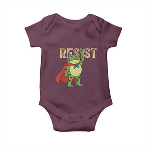 Resist Super Frog Baby Onesie Free Portland Political Satire Retro Graphic TS02 Maroon Print Your Wear