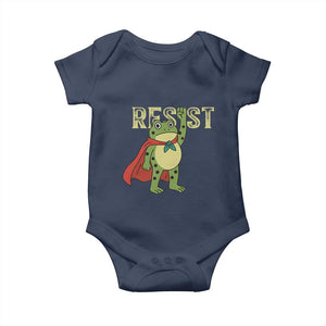 Resist Super Frog Baby Onesie Free Portland Political Satire Retro Graphic TS02 Navy Print Your Wear