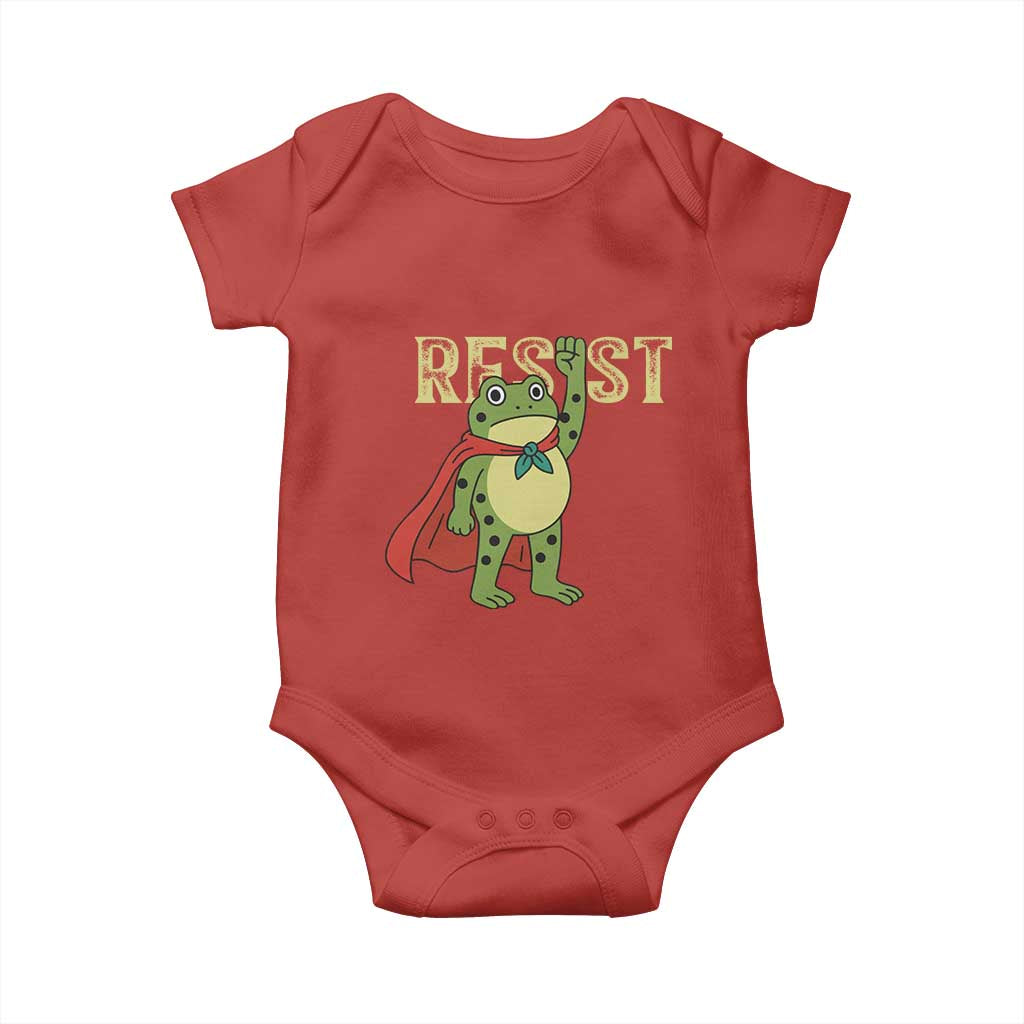 Resist Super Frog Baby Onesie Free Portland Political Satire Retro Graphic TS02 Red Print Your Wear