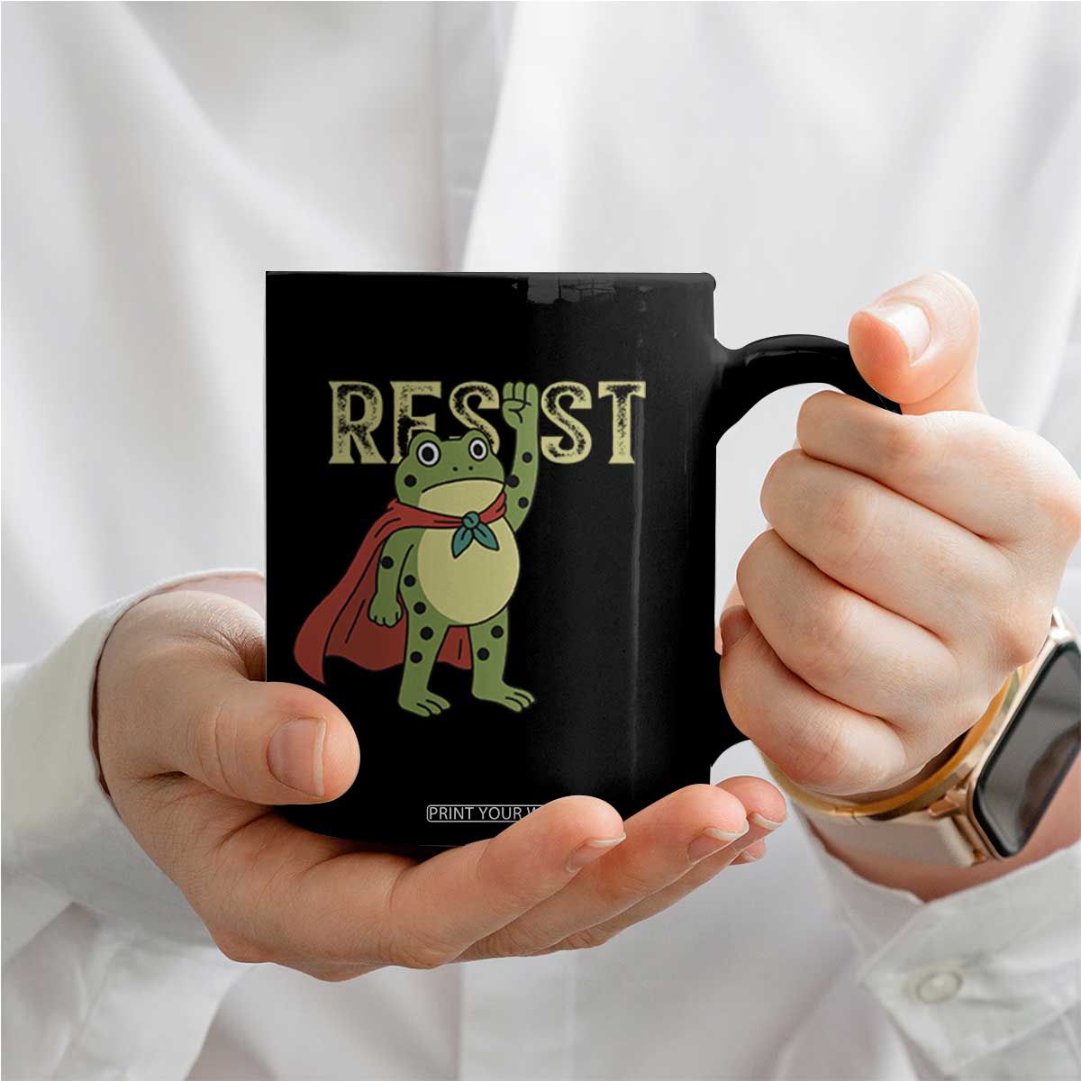 Resist Super Frog Coffee Mug Free Portland Political Satire Retro Graphic TS02 Print Your Wear