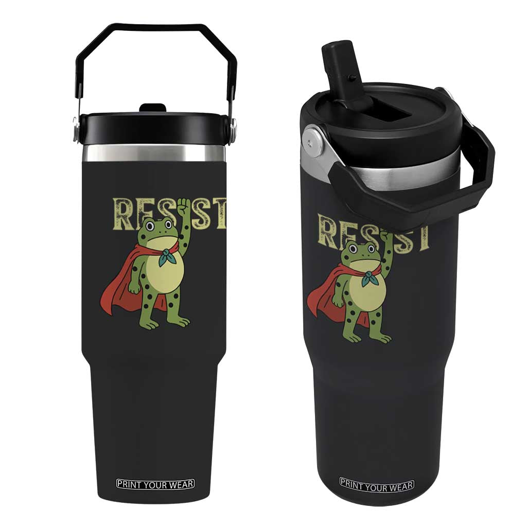 Resist Super Frog Flip Straw Tumbler Free Portland Political Satire Retro Graphic TS02 One Size: 30 oz Black Print Your Wear