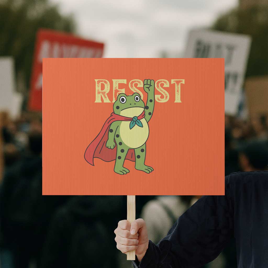 Resist Super Frog Protest Sign Free Portland Political Satire Retro Graphic TS02 Horizontal 18