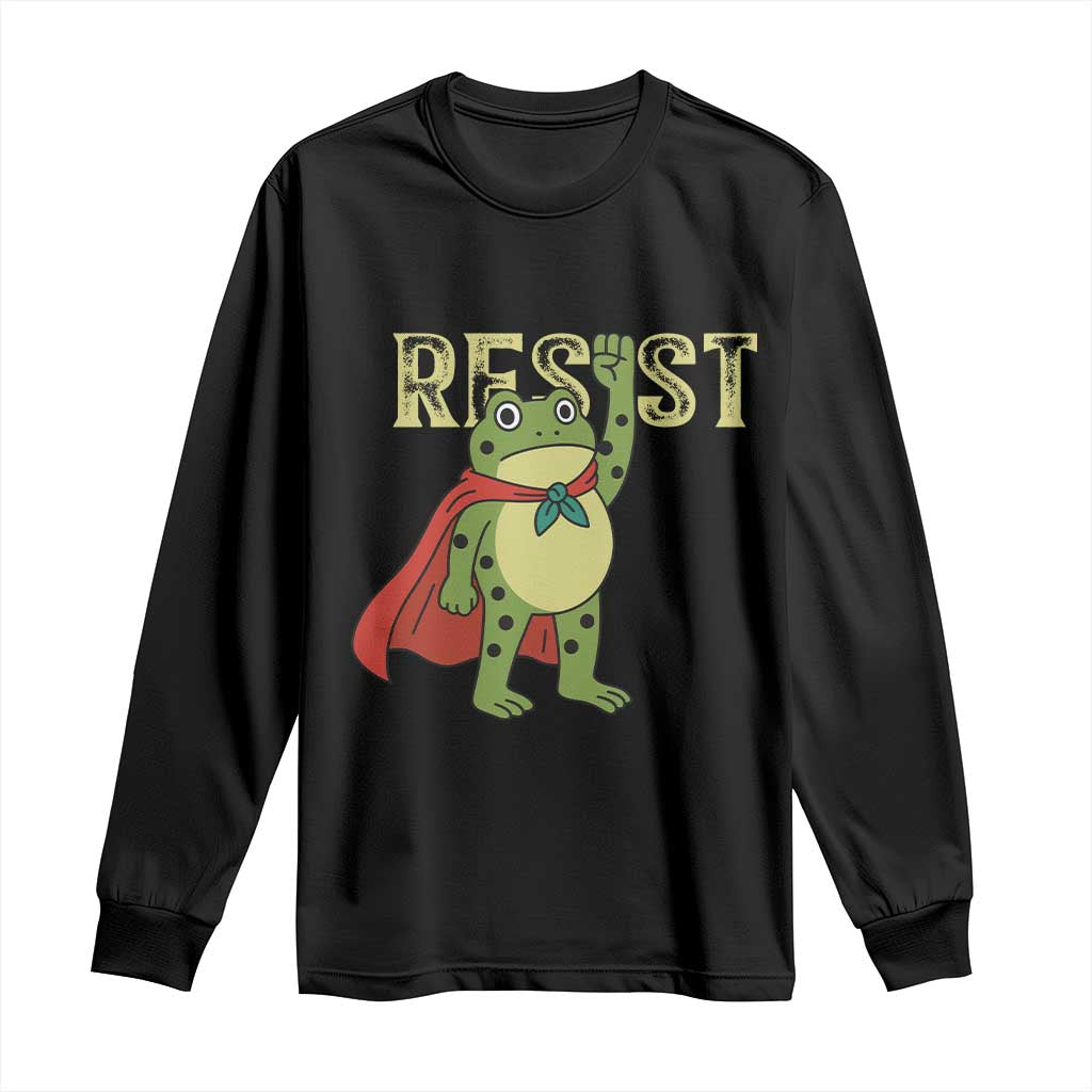 Resist Super Frog Long Sleeve Shirt Free Portland Political Satire Retro Graphic TS02 Black Print Your Wear