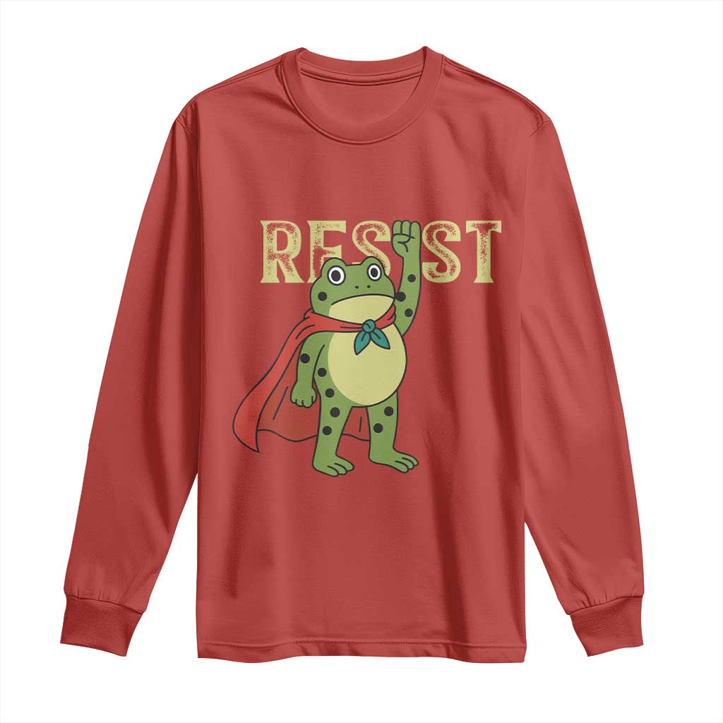 Resist Super Frog Long Sleeve Shirt Free Portland Political Satire Retro Graphic TS02 Red Print Your Wear