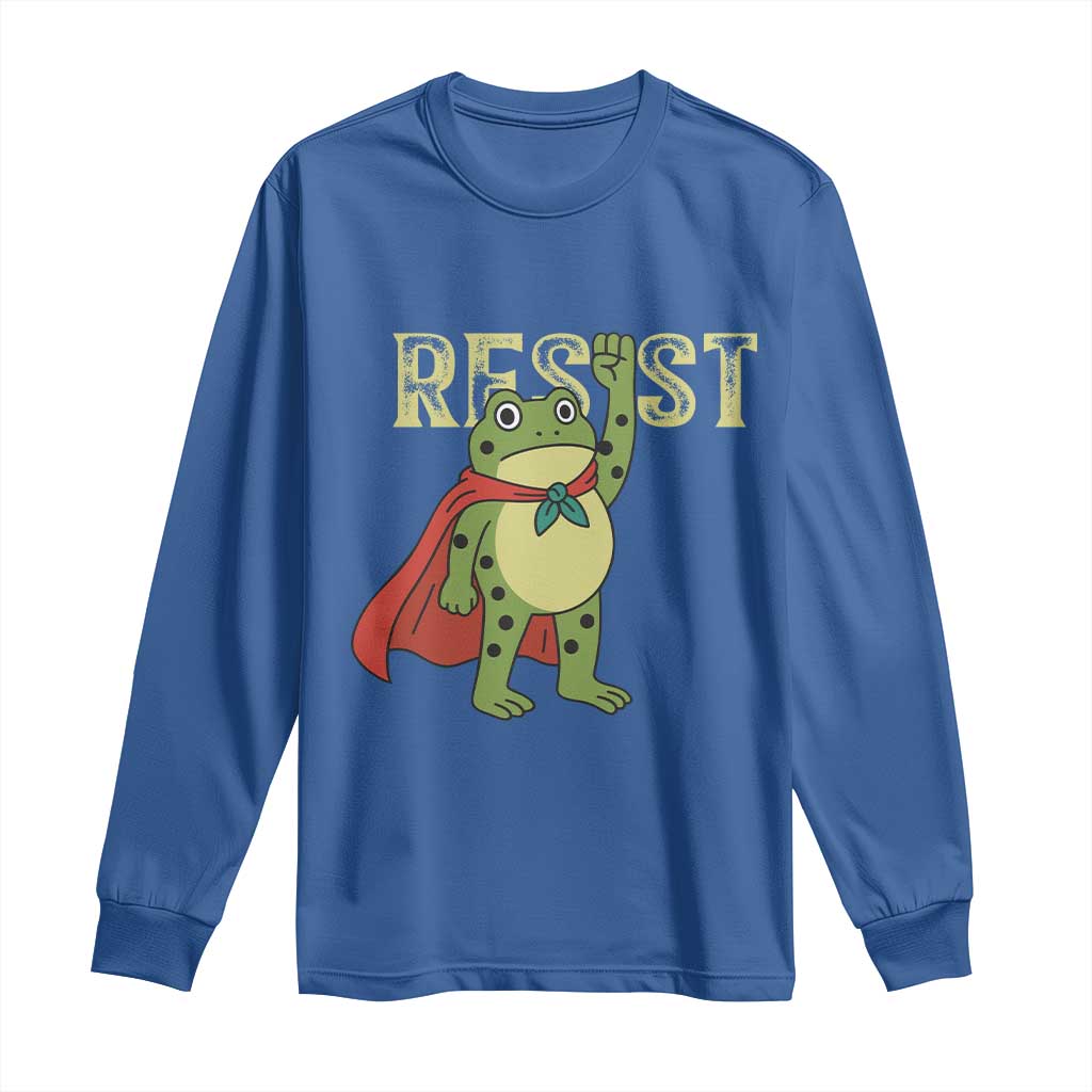 Resist Super Frog Long Sleeve Shirt Free Portland Political Satire Retro Graphic TS02 Royal Blue Print Your Wear