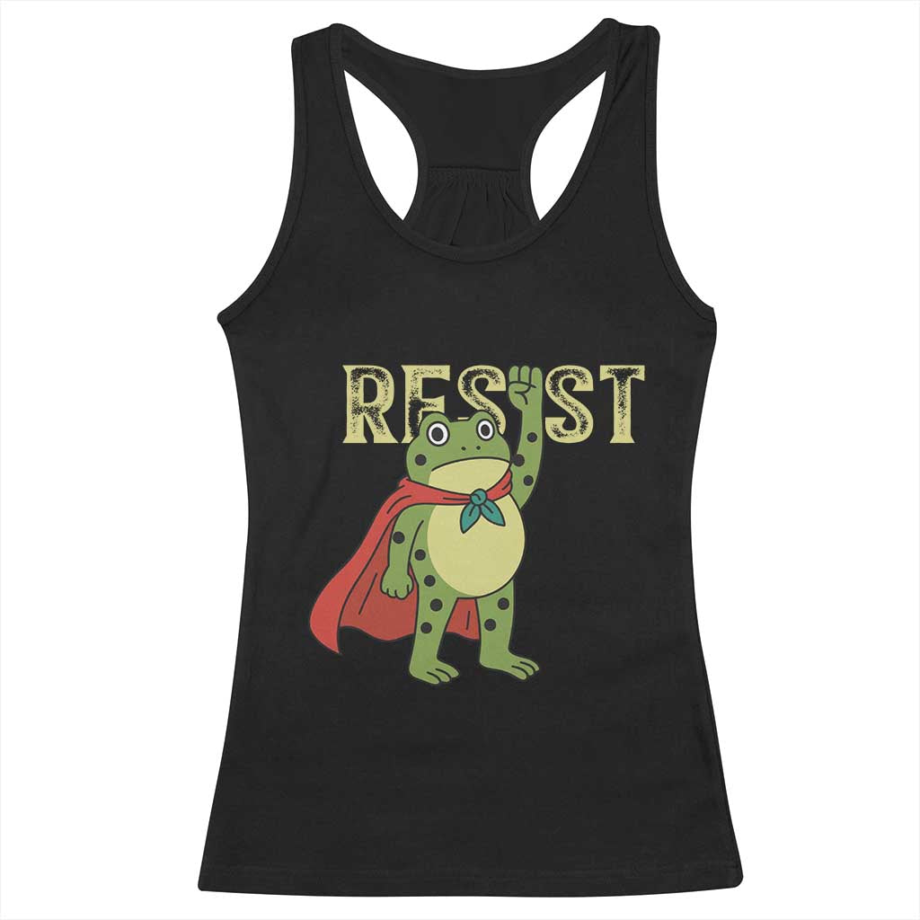 Resist Super Frog Racerback Tank Top Free Portland Political Satire Retro Graphic TS02 Black Print Your Wear