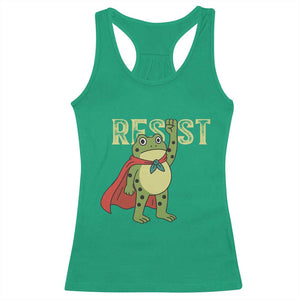 Resist Super Frog Racerback Tank Top Free Portland Political Satire Retro Graphic TS02 Irish Green Print Your Wear