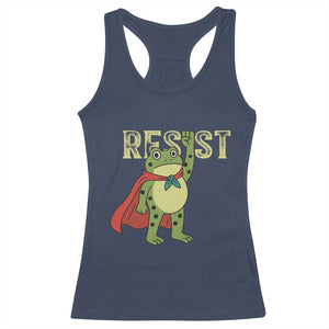 Resist Super Frog Racerback Tank Top Free Portland Political Satire Retro Graphic TS02 Navy Print Your Wear