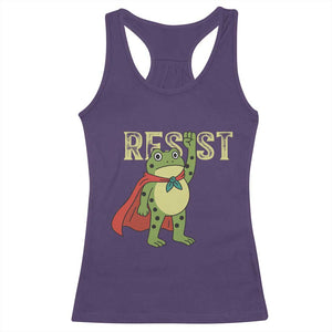 Resist Super Frog Racerback Tank Top Free Portland Political Satire Retro Graphic TS02 Purple Print Your Wear