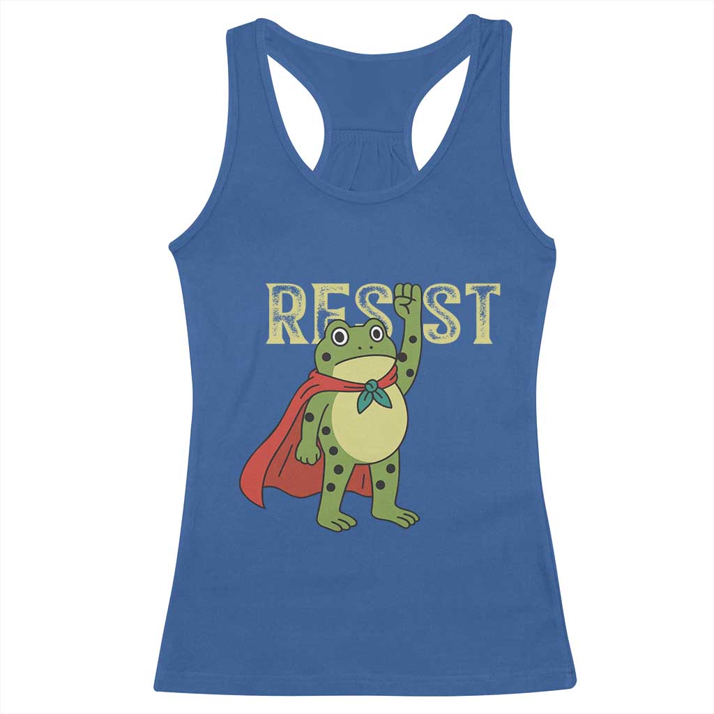 Resist Super Frog Racerback Tank Top Free Portland Political Satire Retro Graphic TS02 Royal Blue Print Your Wear