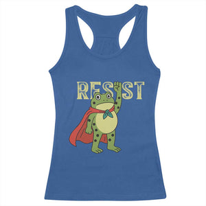 Resist Super Frog Racerback Tank Top Free Portland Political Satire Retro Graphic TS02 Royal Blue Print Your Wear