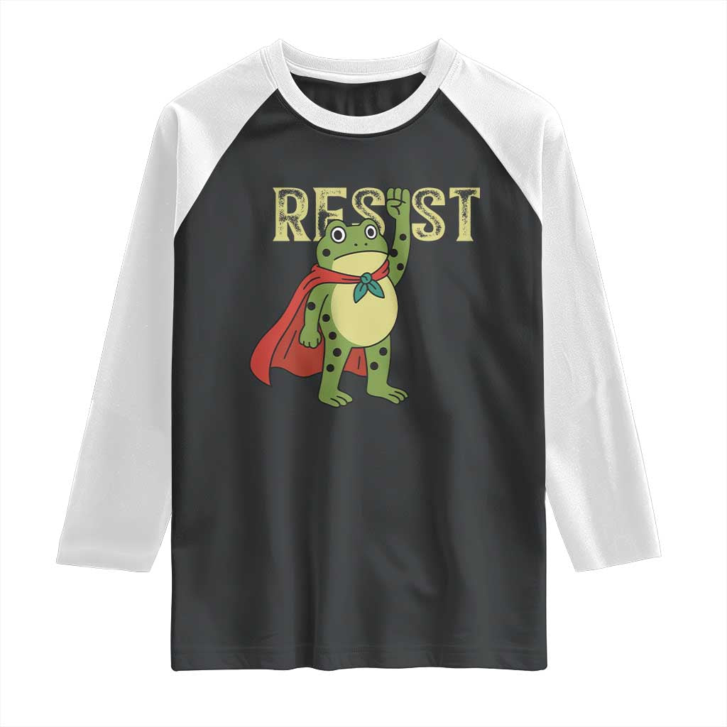 Resist Super Frog Raglan Shirt Free Portland Political Satire Retro Graphic TS02 Black White Print Your Wear