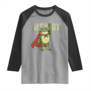 Resist Super Frog Raglan Shirt Free Portland Political Satire Retro Graphic TS02 Sport Gray Black Print Your Wear