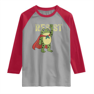 Resist Super Frog Raglan Shirt Free Portland Political Satire Retro Graphic TS02 Sport Gray Red Print Your Wear