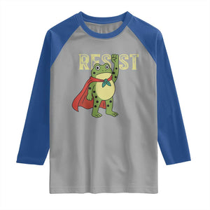 Resist Super Frog Raglan Shirt Free Portland Political Satire Retro Graphic TS02 Sport Gray Royal Print Your Wear