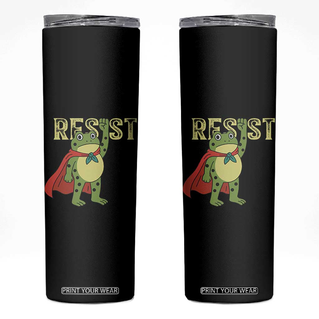 Resist Super Frog Skinny Tumbler Free Portland Political Satire Retro Graphic TS02 Black Print Your Wear