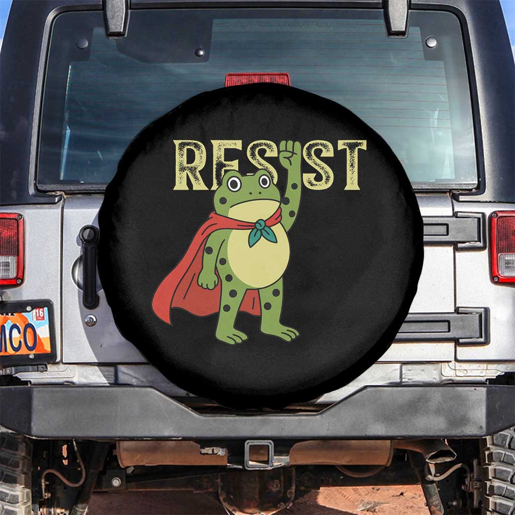 Resist Super Frog Spare Tire Cover Free Portland Political Satire Retro Graphic TS02 No hole Black Print Your Wear