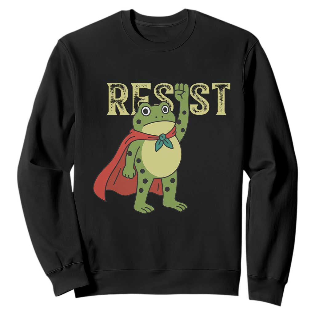 Resist Super Frog Sweatshirt Free Portland Political Satire Retro Graphic TS02 Black Print Your Wear
