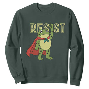Resist Super Frog Sweatshirt Free Portland Political Satire Retro Graphic TS02 Dark Forest Green Print Your Wear