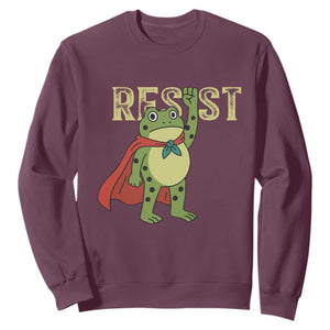 Resist Super Frog Sweatshirt Free Portland Political Satire Retro Graphic TS02 Maroon Print Your Wear