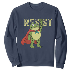 Resist Super Frog Sweatshirt Free Portland Political Satire Retro Graphic TS02 Navy Print Your Wear