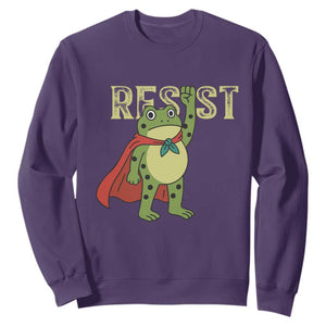 Resist Super Frog Sweatshirt Free Portland Political Satire Retro Graphic TS02 Purple Print Your Wear