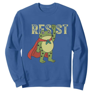 Resist Super Frog Sweatshirt Free Portland Political Satire Retro Graphic TS02 Royal Blue Print Your Wear